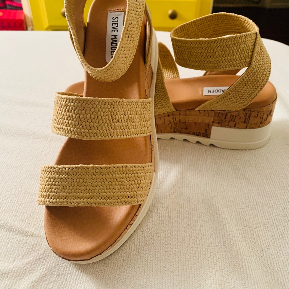 Steve Madden Bandi Nat Raffia Wedge Sandal